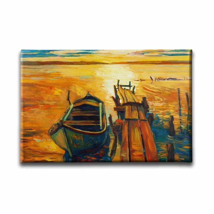 Kiyi Gun Batimi Yagli Boya Kanvas Tablo
