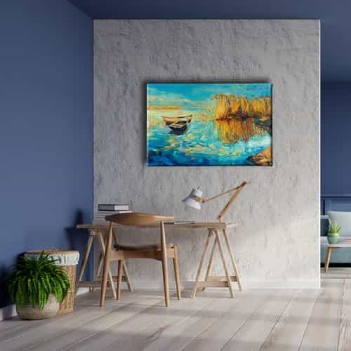 Kiyi Gun Batimi Yagli Boya Kanvas Tablo