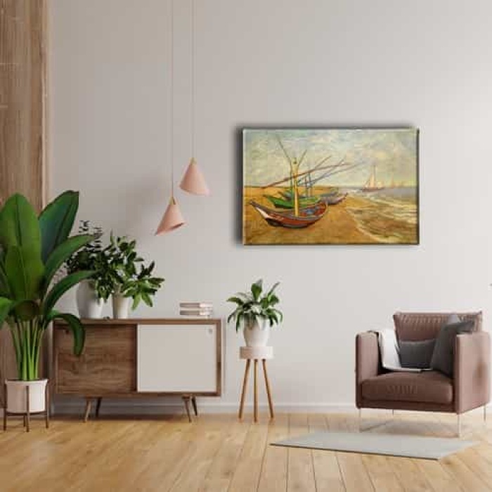 Kiyi Tekne Yagli Boya Kanvas Tablo