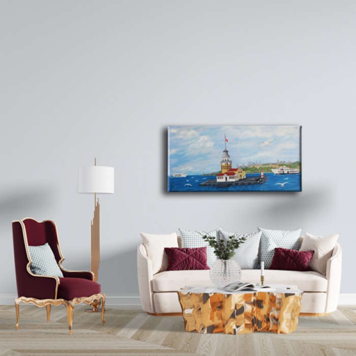 Kiz Kulesi Panoramik Kanvas Tablo