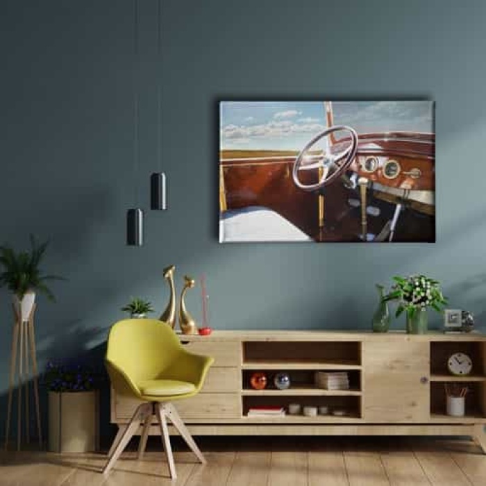 Klasik Arac Ici Canvas Tablo