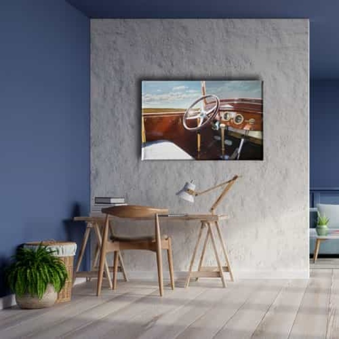 Klasik Arac Ici Canvas Tablo