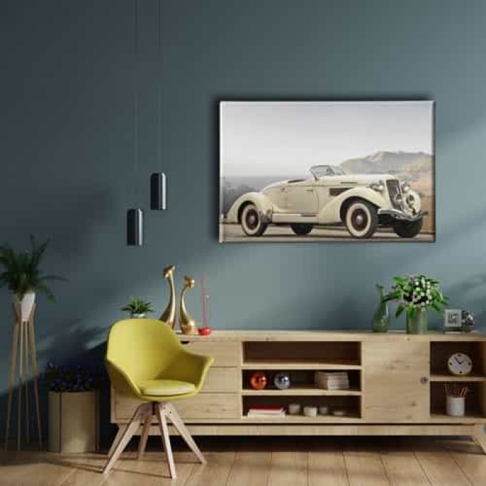 Klasik Beyaz Araba  Canvas Tablo