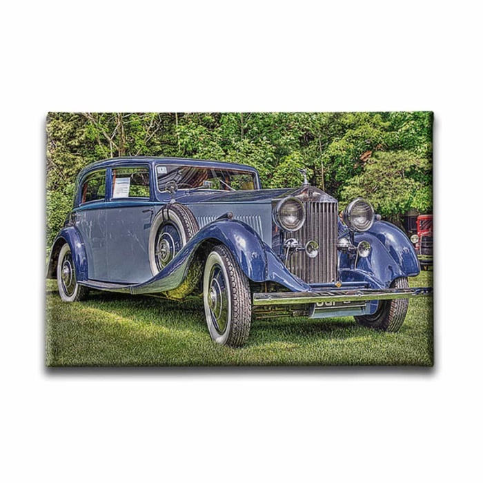 Klasik Kirmizi Araba Canvas Tablo Klasik Mavi Araba Canvas Tablo