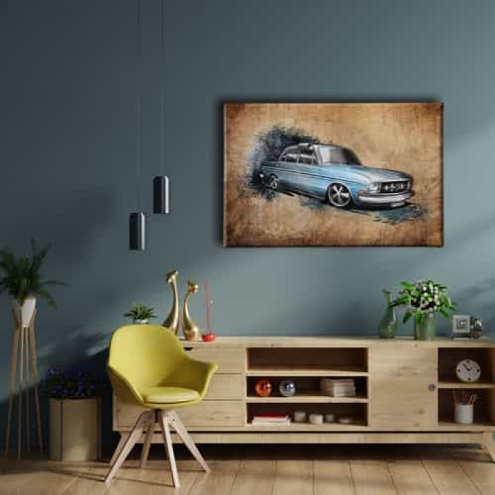 Klasik Mavi Araba Canvas Tablo