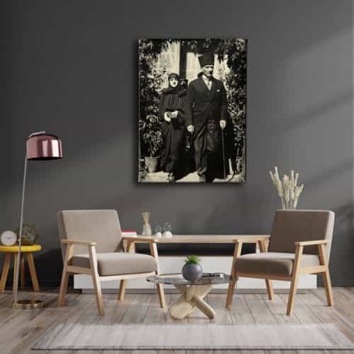 Makbule Hanim Ve Ataturk Kanvas Tablo