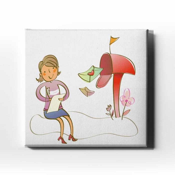 Mektup Cocuk Kanvas Tablo