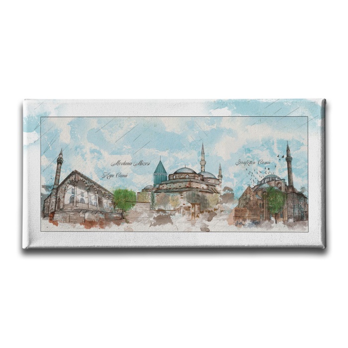 Mevlana Panoramik Kanvas Tablo