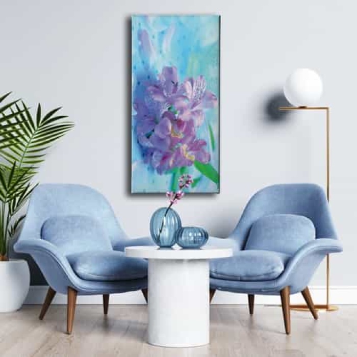 Mor Cicek Kanvas Tablo
