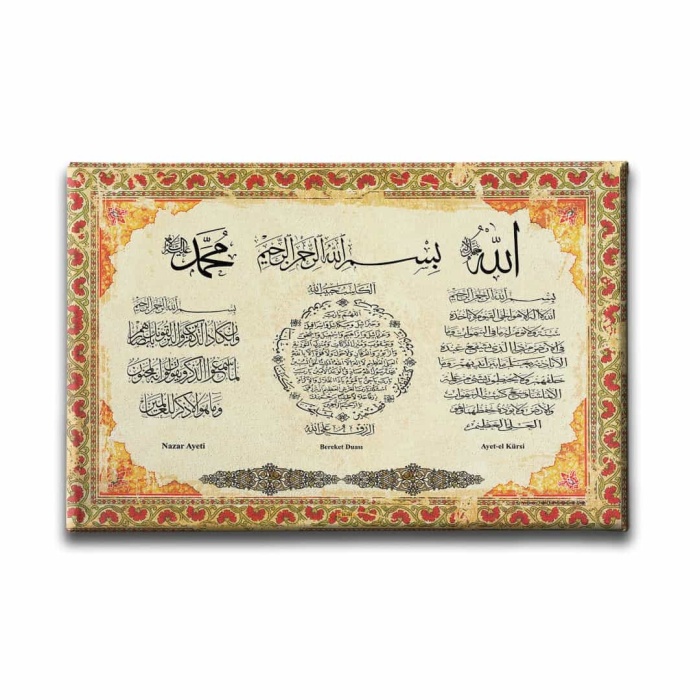 Nazar-bereket-ayet-el Kursi  3 Ayet  Ayetli Kanvas Tablo