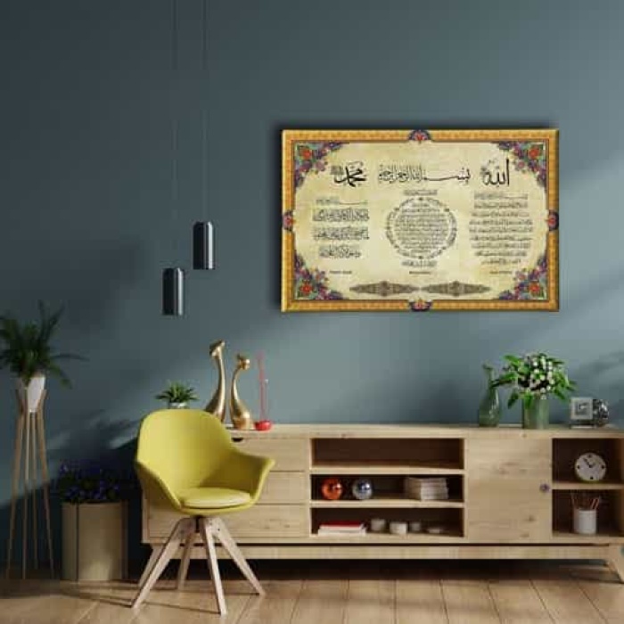 Nazar-bereket-ayet-el Kursi Motifli Ayetli Kanvas Tablo