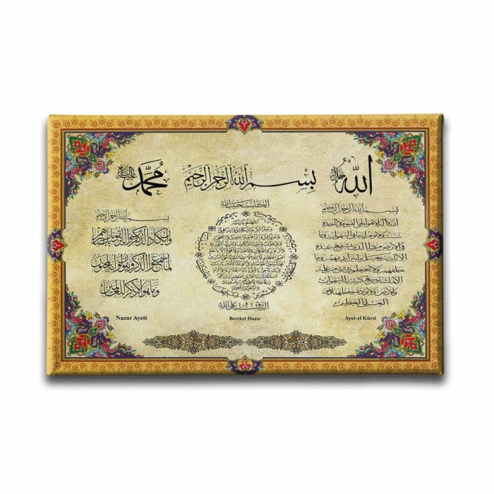Nazar-bereket-ayet-el Kursi Motifli Ayetli Kanvas Tablo