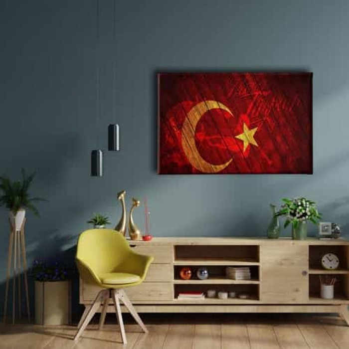 Ne Mutlu Turkum Diyene Turk Bayragi Kanvas Tablo