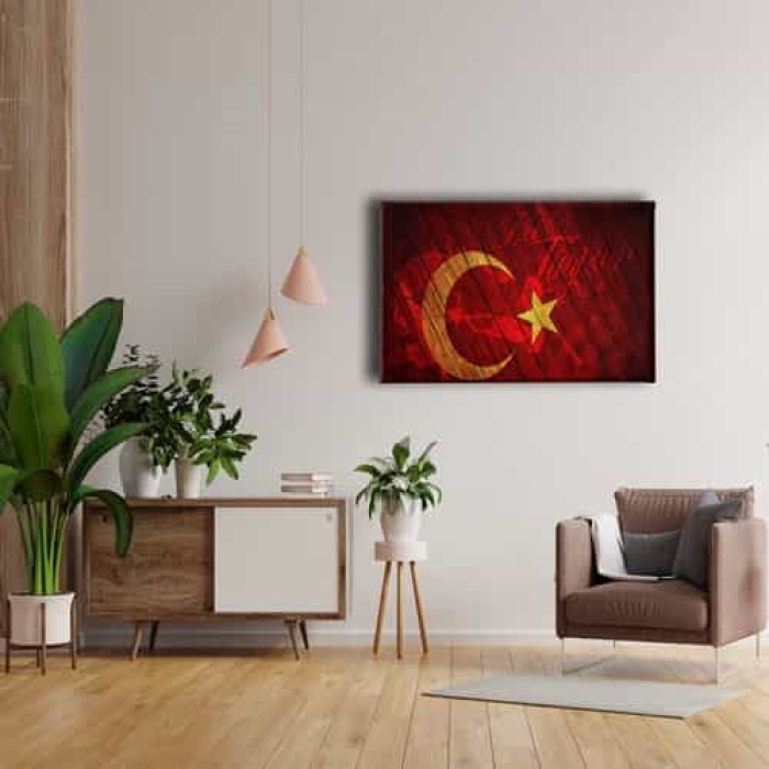 Ne Mutlu Turkum Diyene Turk Bayragi Kanvas Tablo