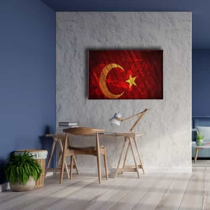 Ne Mutlu Turkum Diyene Turk Bayragi Kanvas Tablo