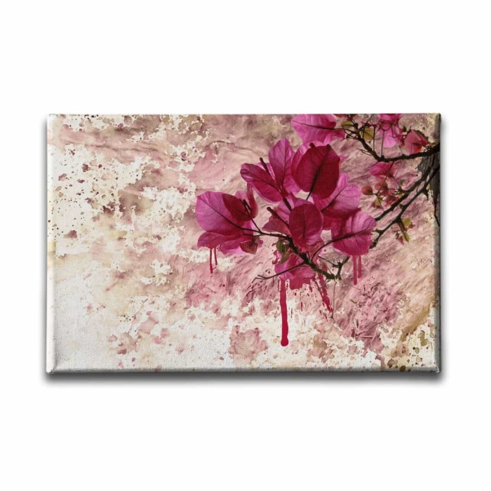 Pembe Yaprakli Kanvas Tablo
