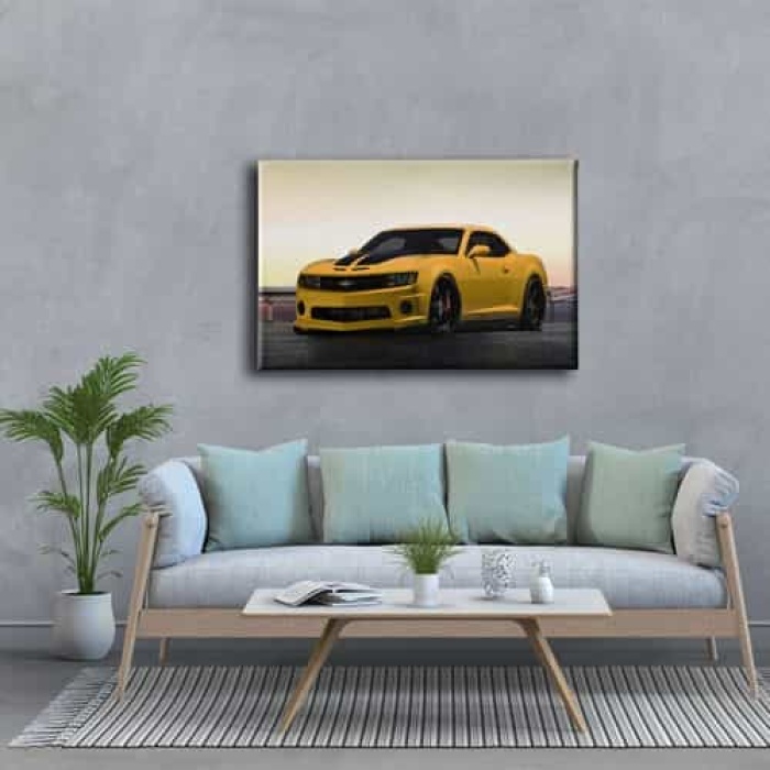Sari Chevrolet Araba Canvas Tablo