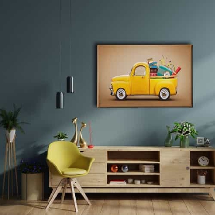 Sari Chevrolet Kamyonet Canvas Tablo