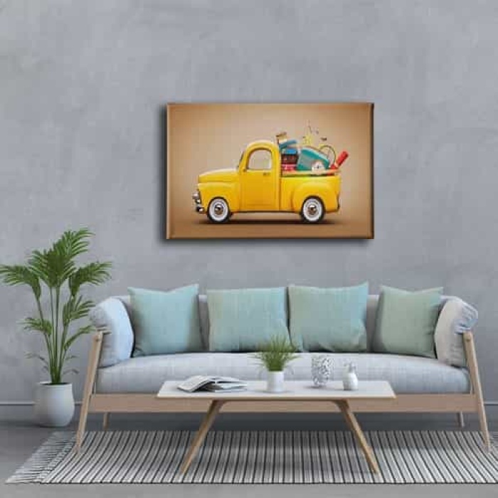 Sari Chevrolet Kamyonet Canvas Tablo