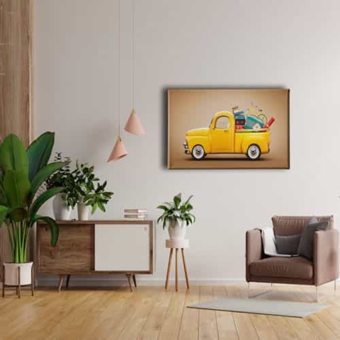 Sari Chevrolet Kamyonet Canvas Tablo