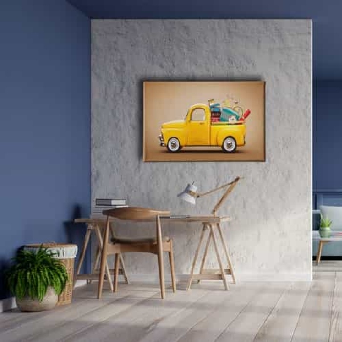 Sari Chevrolet Kamyonet Canvas Tablo