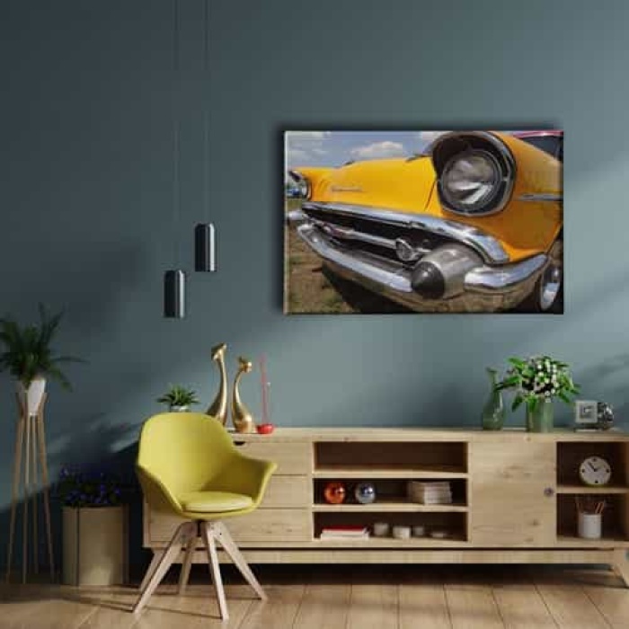 Sari Chevrolet Klasik Araba Canvas Tablo