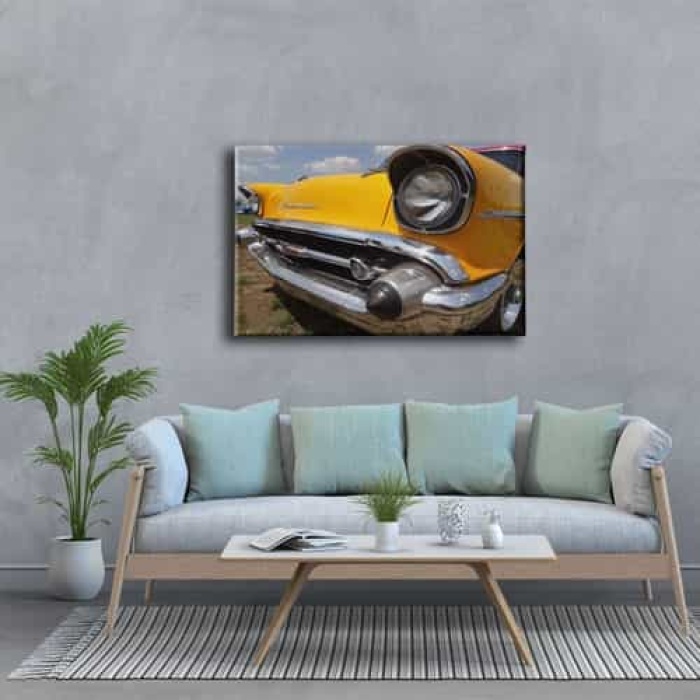 Sari Chevrolet Klasik Araba Canvas Tablo