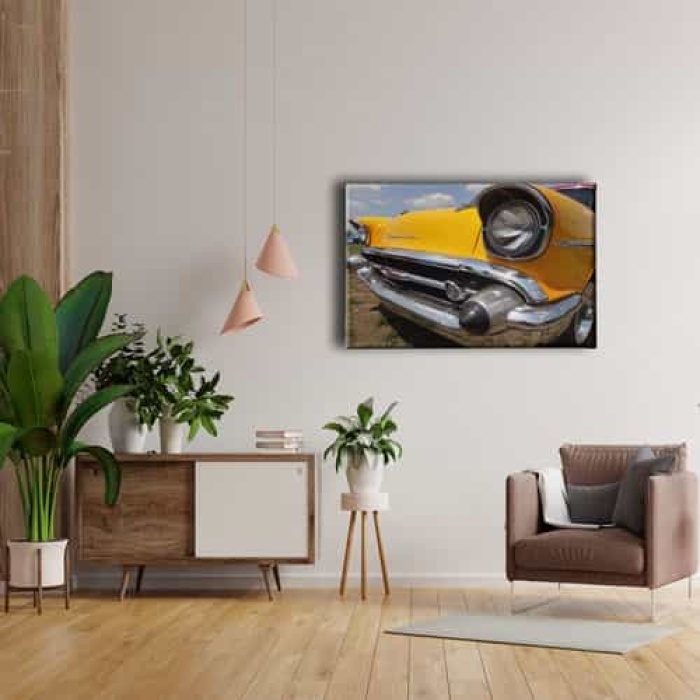 Sari Chevrolet Klasik Araba Canvas Tablo