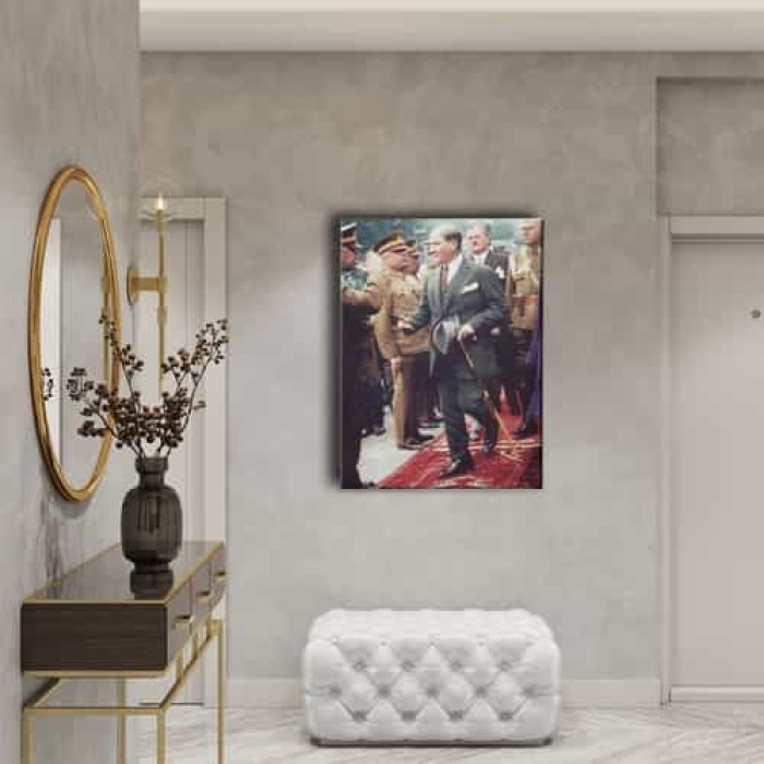 Selamlarken Ataturk Kanvas Tablo