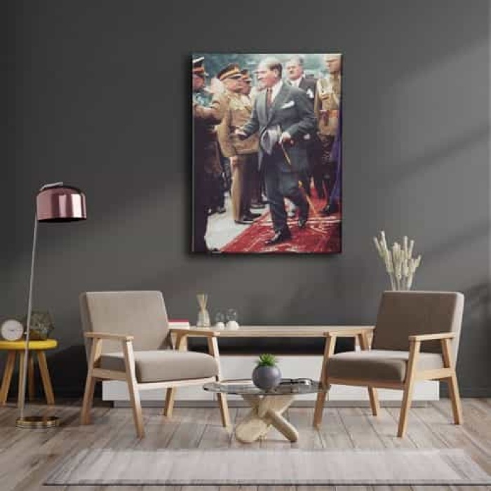 Selamlarken Ataturk Kanvas Tablo
