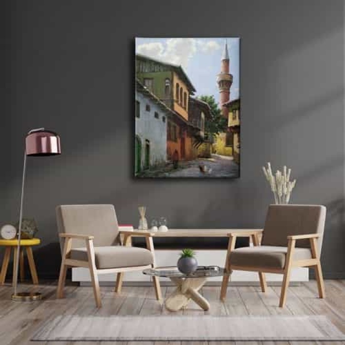 Sokak Yagli Boya Kanvas Tablo