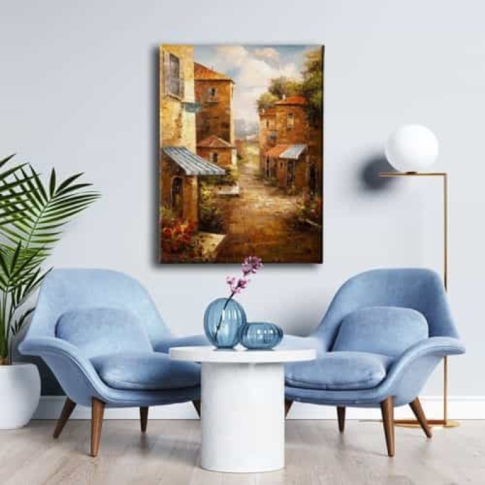 Sokak Yagli Boya Kanvas Tablo