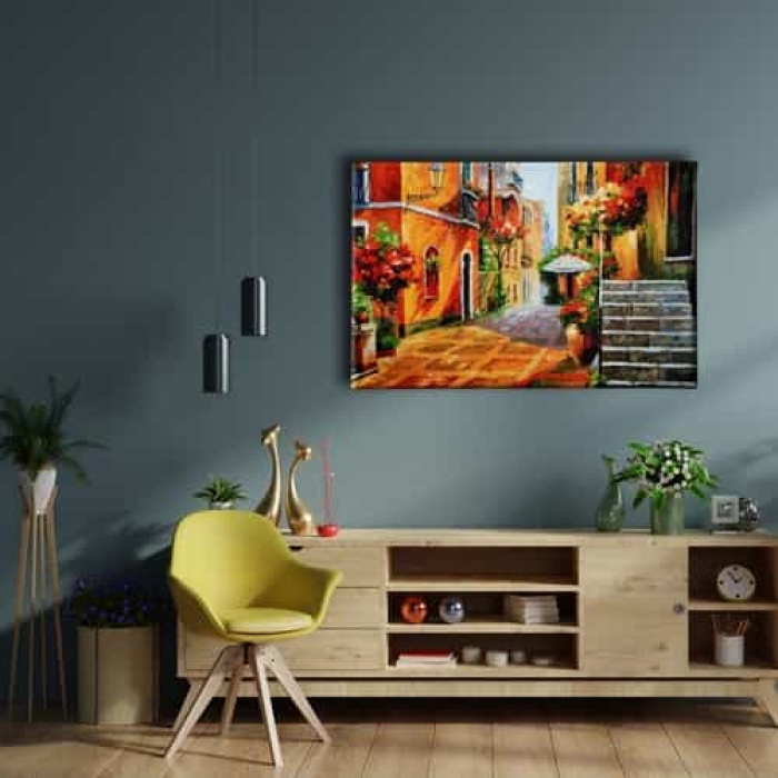 Sokak Yagli Boya Kanvas Tablo