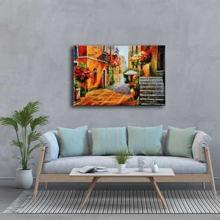 Sokak Yagli Boya Kanvas Tablo