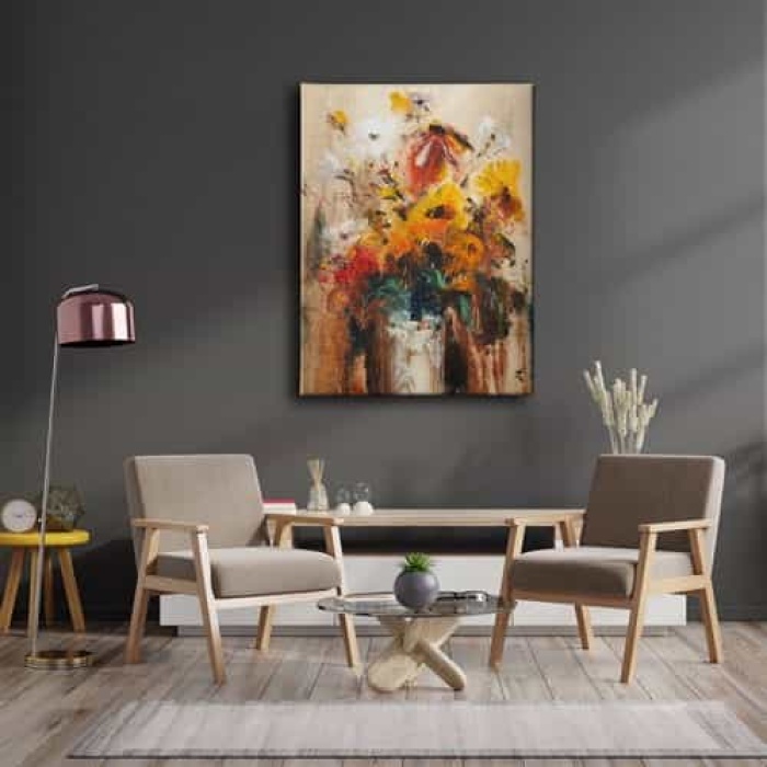 Soyut Cicekli Tablo