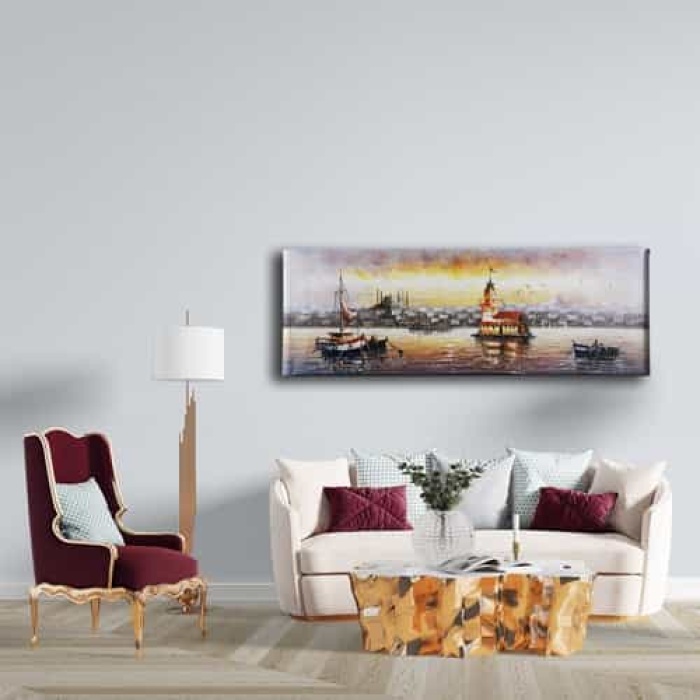 Istanbul Manzara Panoramik Kanvas Tablo