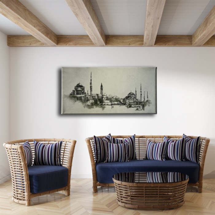 Istanbul Panoramik Kanvas Tablo