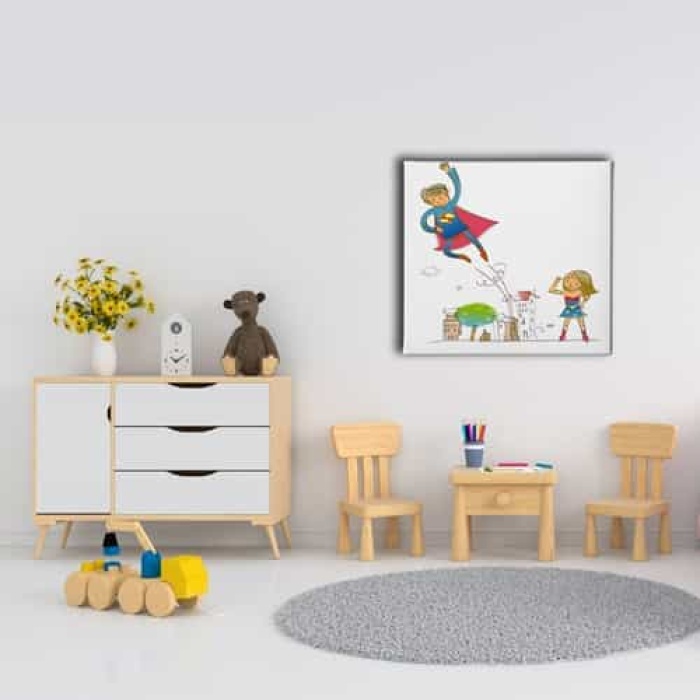 Super Kahraman Cocuk Kanvas Tablo