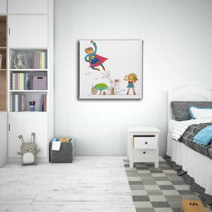Super Kahraman Cocuk Kanvas Tablo