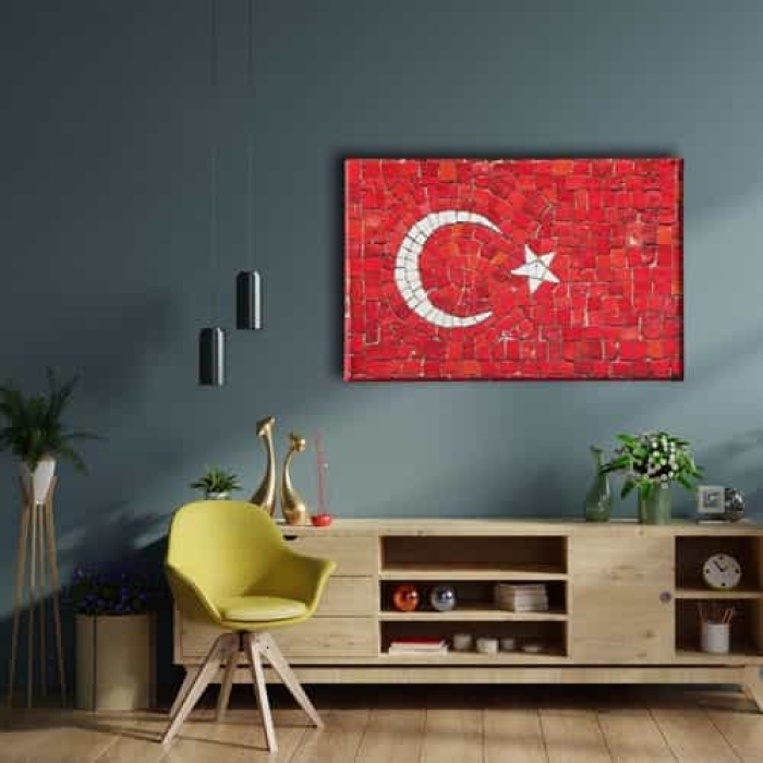 Tas Doseme Turk Bayragi Kanvas Tablo