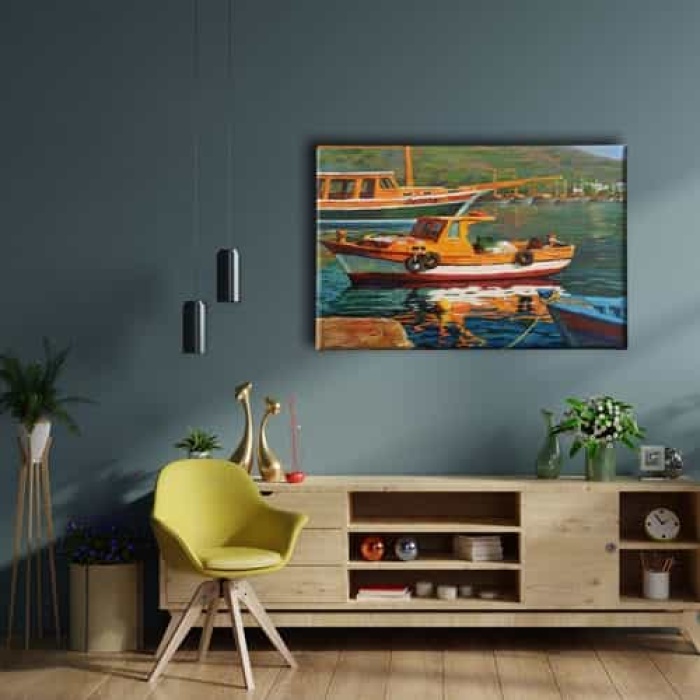 Tekne Yagli Boya Kanvas Tablo