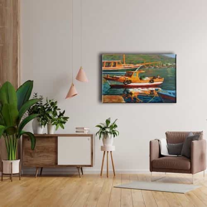 Tekne Yagli Boya Kanvas Tablo