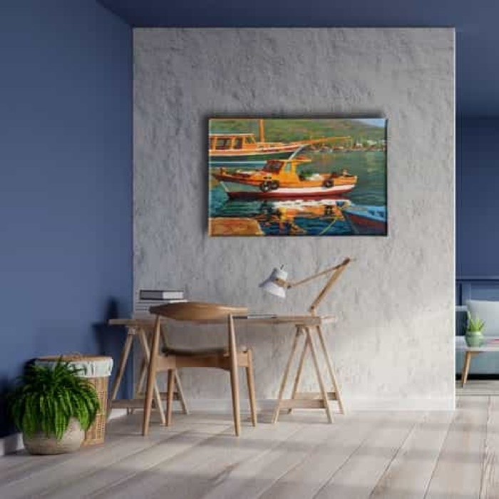 Tekne Yagli Boya Kanvas Tablo
