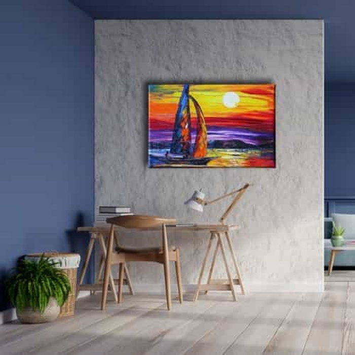 Tekne Yagli Boya Kanvas Tablo