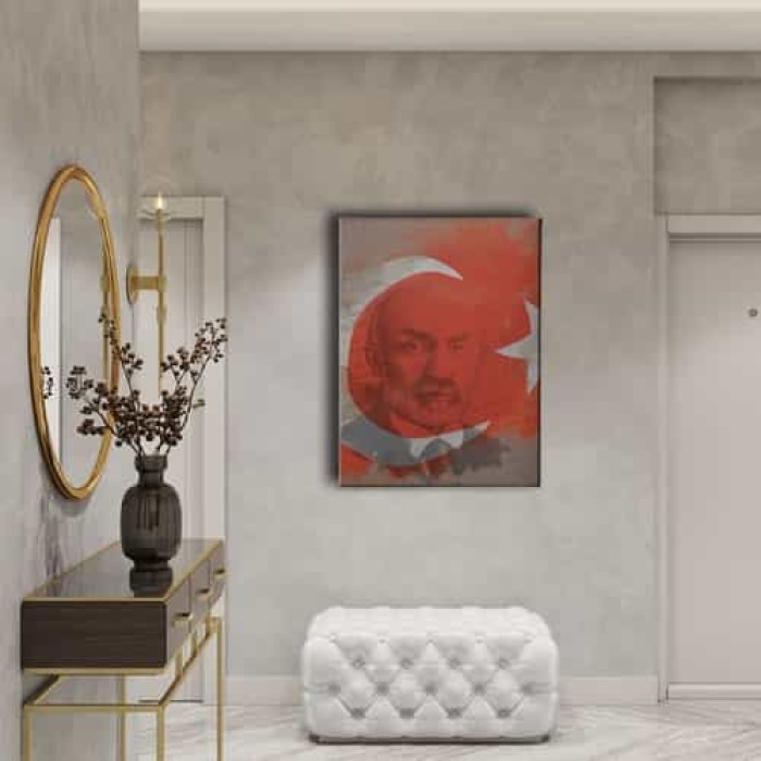 Turk Bayragi - M. Akif Ersoy Kanvas Tablo