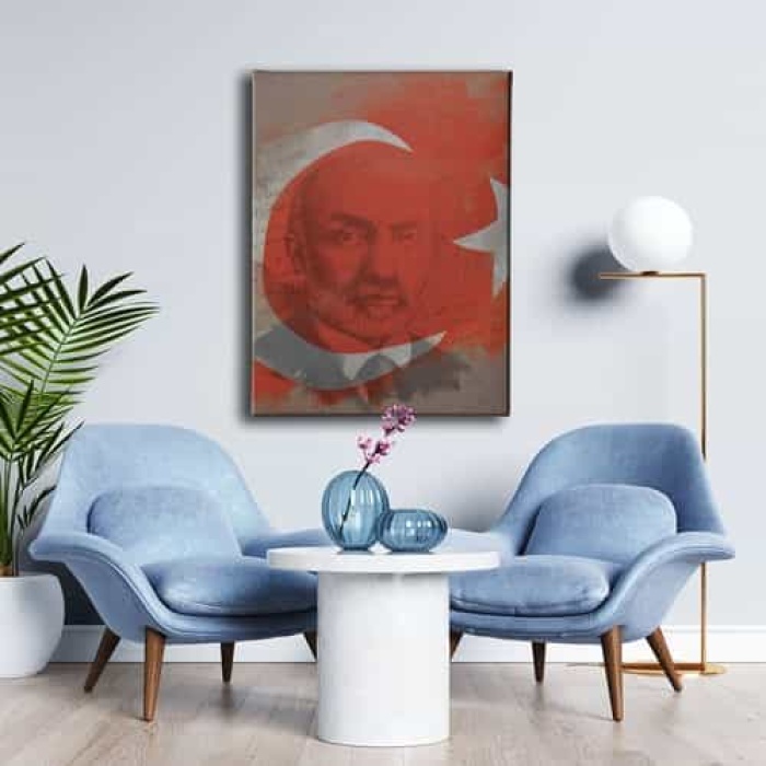 Turk Bayragi - M. Akif Ersoy Kanvas Tablo