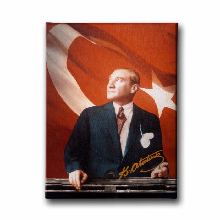 Turk Bayrakli Ataturk Portresi Kanvas Tablo