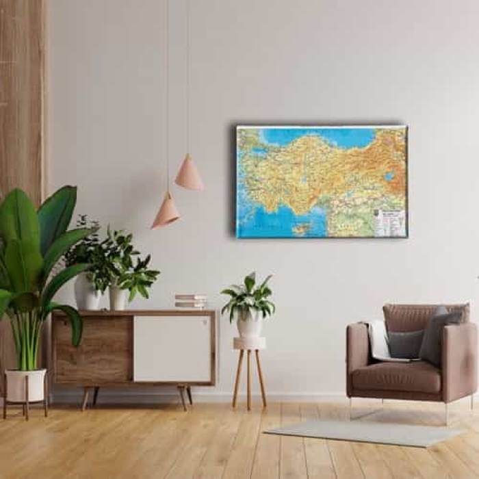 Turkiye Fiziki Haritasi Canvas Tablo