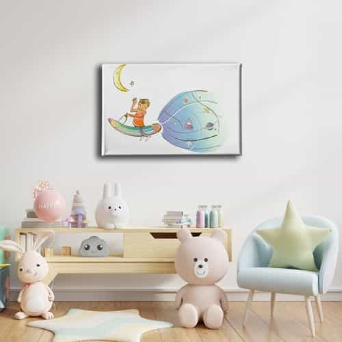 Ucan Kalemli Cocuk Kanvas Tablo