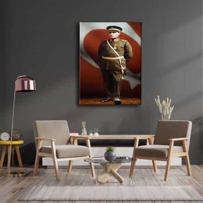 Uniformali Ataturk Portresi Kanvas Tablo